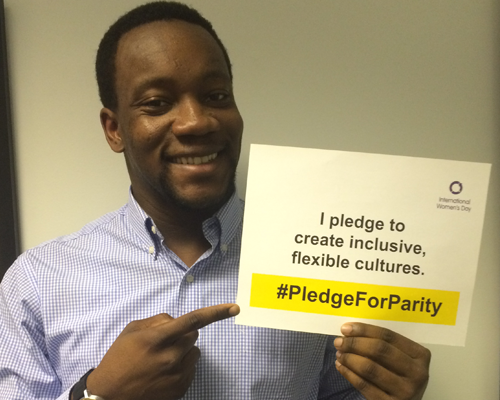 Harris Ayuk-Takor making a #PledgeForParity