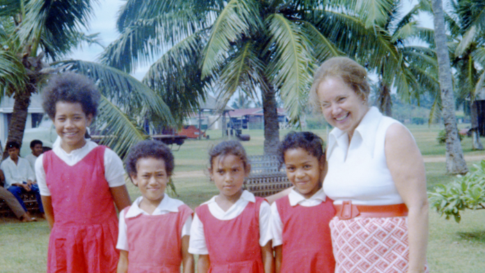 Students in Papua New Guinea with Counterpart co-founder Betty Silverstein.